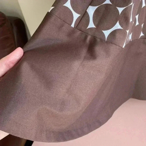 Nine West Brown and White Polka Dot Fit & Flare Dress, Belted Dress, Size 12 - Picture 8 of 16